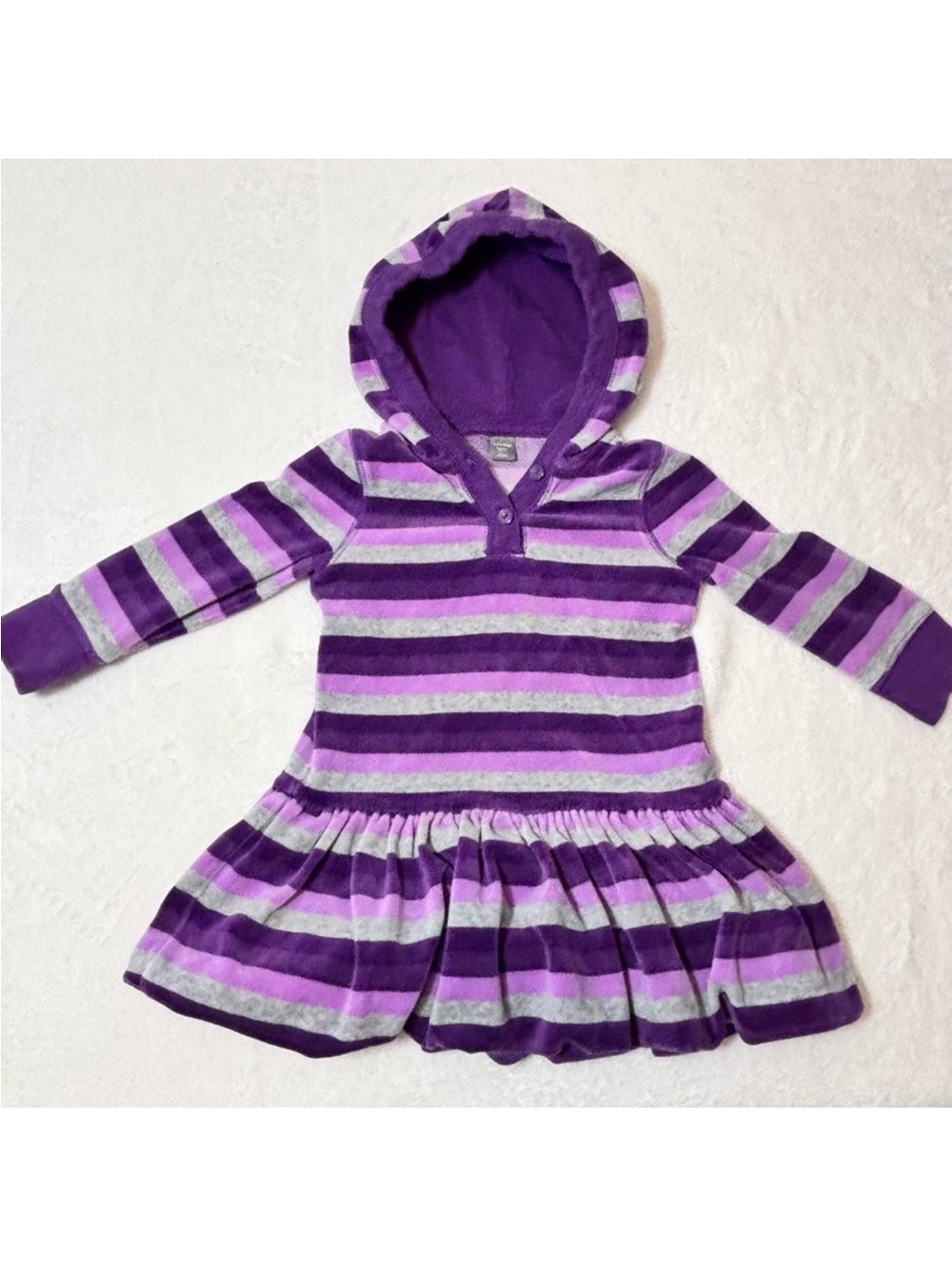 BabyGap Toddler Girl's Velour Hooded Purple long sleeves Lavender Dress Size 3T